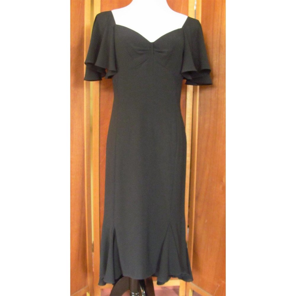 Vintage Robbie Bee Butterfly Sleeves Goth BOHO Gypsy "Little Black Dress" S10